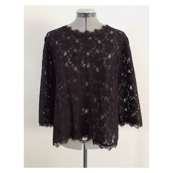 Talbots Sz 14 Black Lace Top - Picture 1 of 9